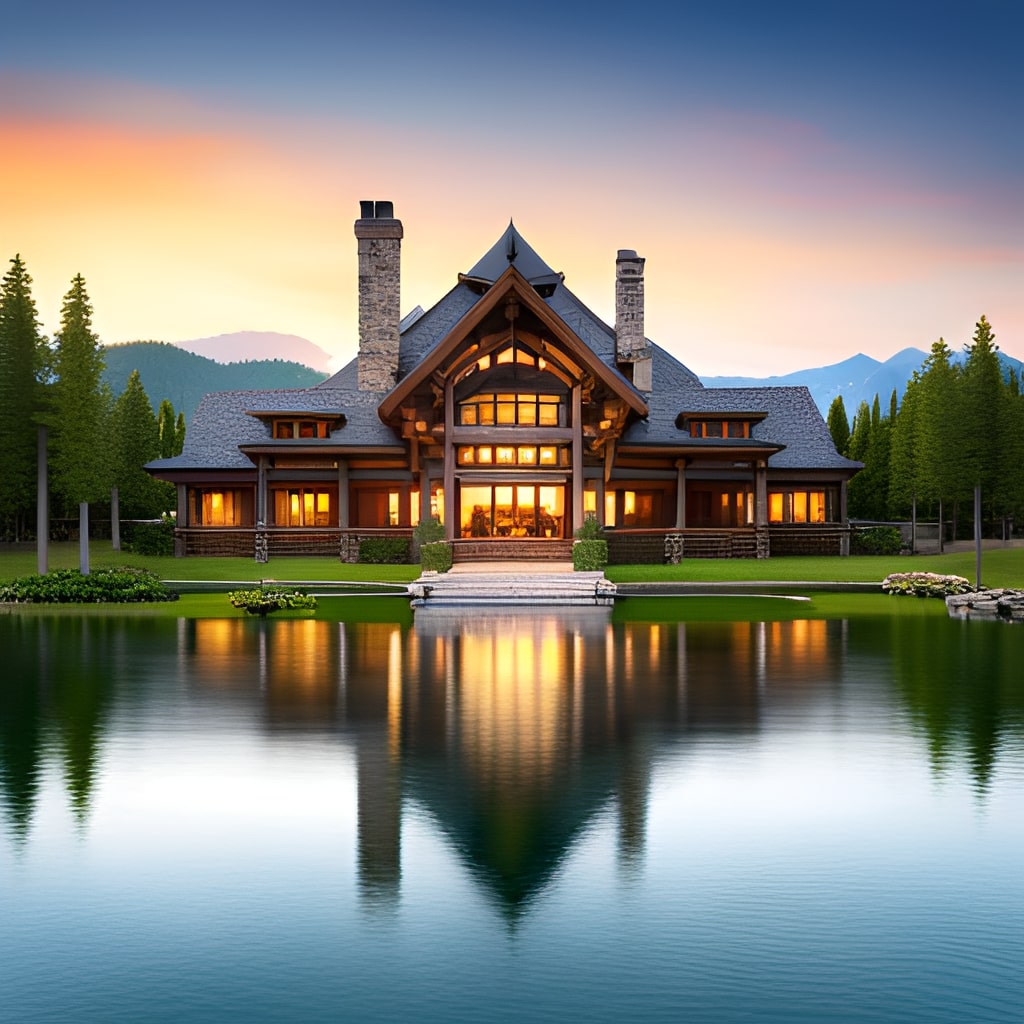 large house on the lake stable diffusion